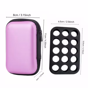 Purple 15 slot research vial storage case with protective hard shell